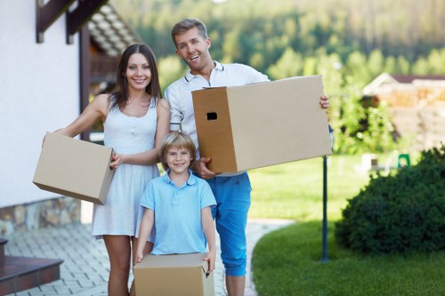Packed student belongings ready for removals in Islington