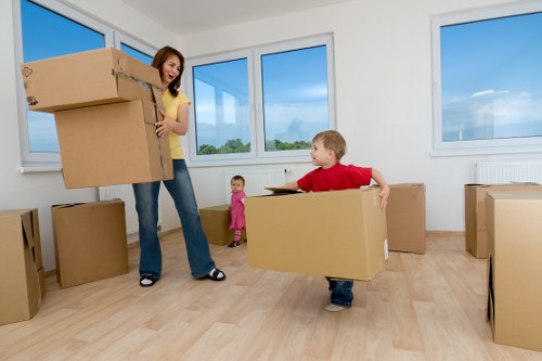 Furniture and boxes being loaded for a home relocation in Islington