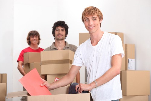 Packed household furniture ready for transport during an Islington move