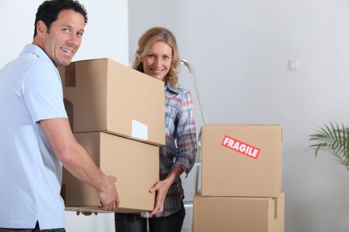 Business furniture and equipment prepared for an office move