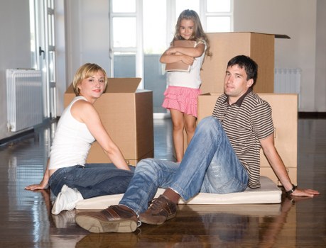 Moving van and loading equipment used for a local removal service in Islington